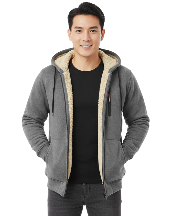 Zedrick Hoodie Zippée Homme Sweat Doublé Chaud avec Capuche Confortable, vue 7