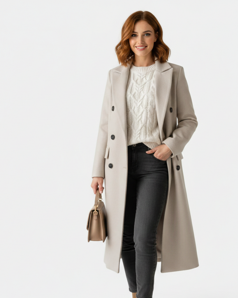 Zivory Manteau Long Femme Élégant Coupe Raffinée avec Fermeture à Boutons, vue 5