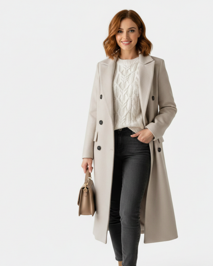 Zivory Manteau Long Femme Élégant Coupe Raffinée avec Fermeture à Boutons, vue 5