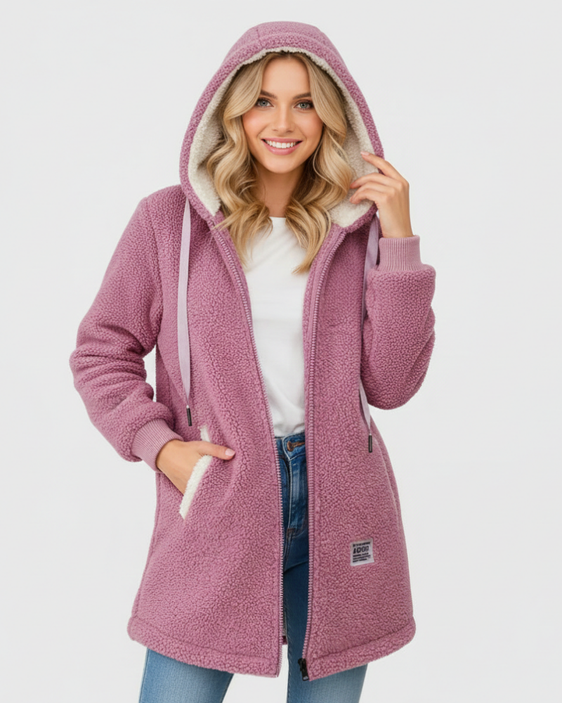 Faye Veste Polaire Femme Fleece Doux avec Capuche Coupe Ample & Confort Quotidien, vue 2