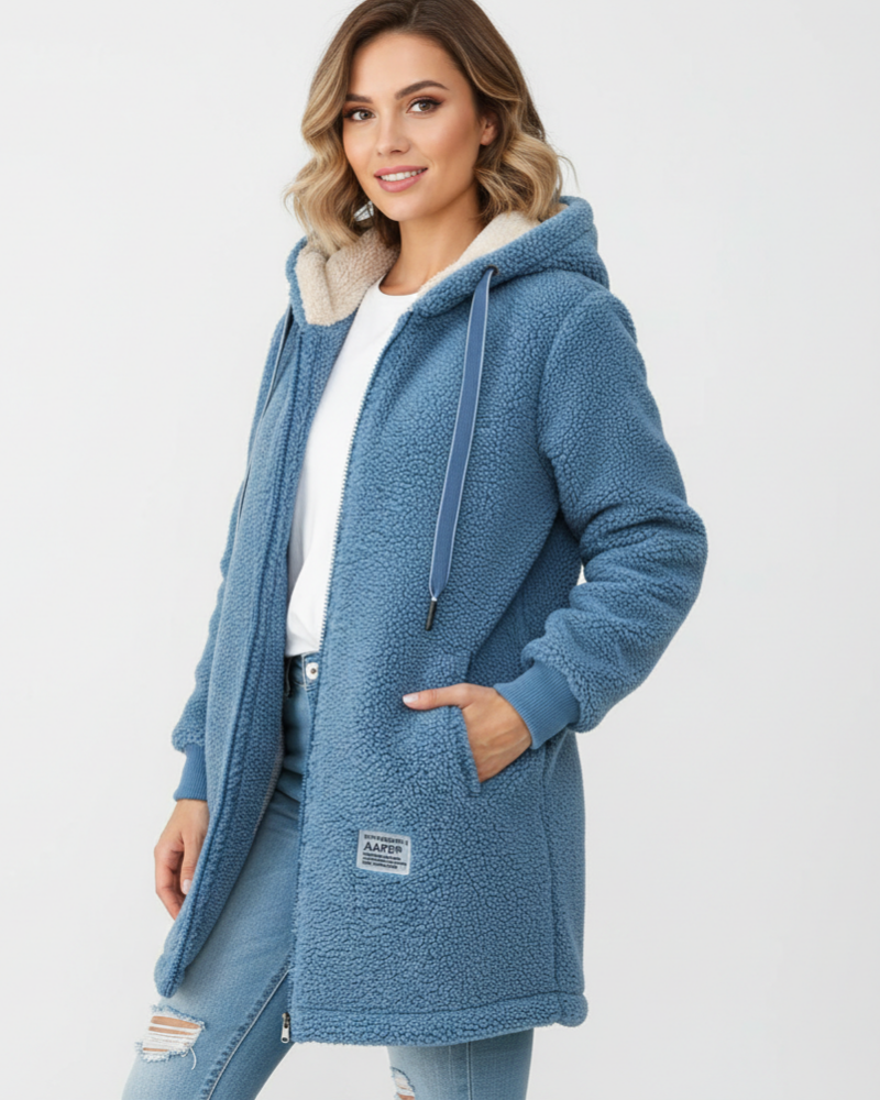 Faye Veste Polaire Femme Fleece Doux avec Capuche Coupe Ample & Confort Quotidien
