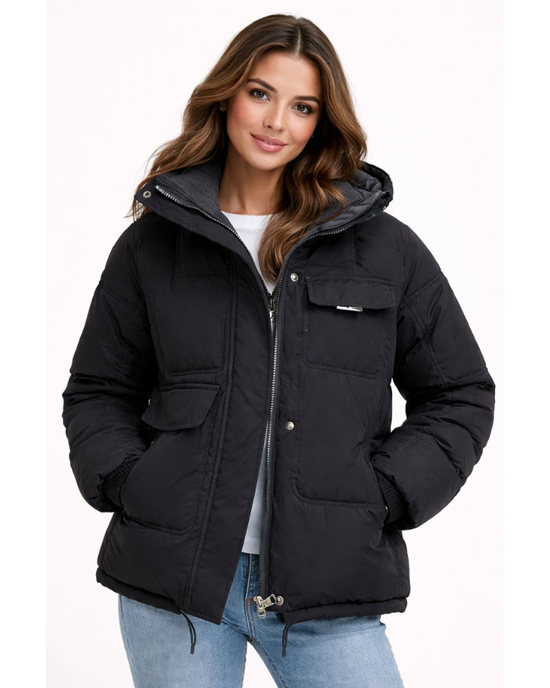 Zahra Veste Puffer Femme à Capuche Manteau Matelassé Léger et Chaud
