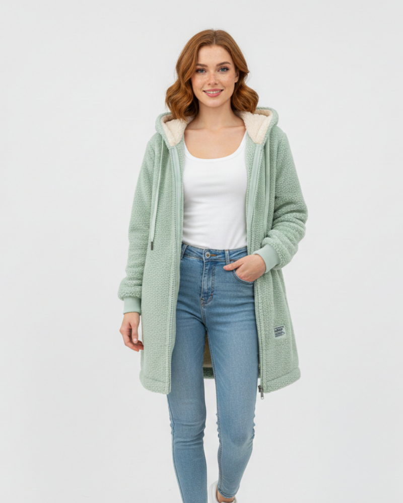 Faye Veste Polaire Femme Fleece Doux avec Capuche Coupe Ample & Confort Quotidien, vue 4