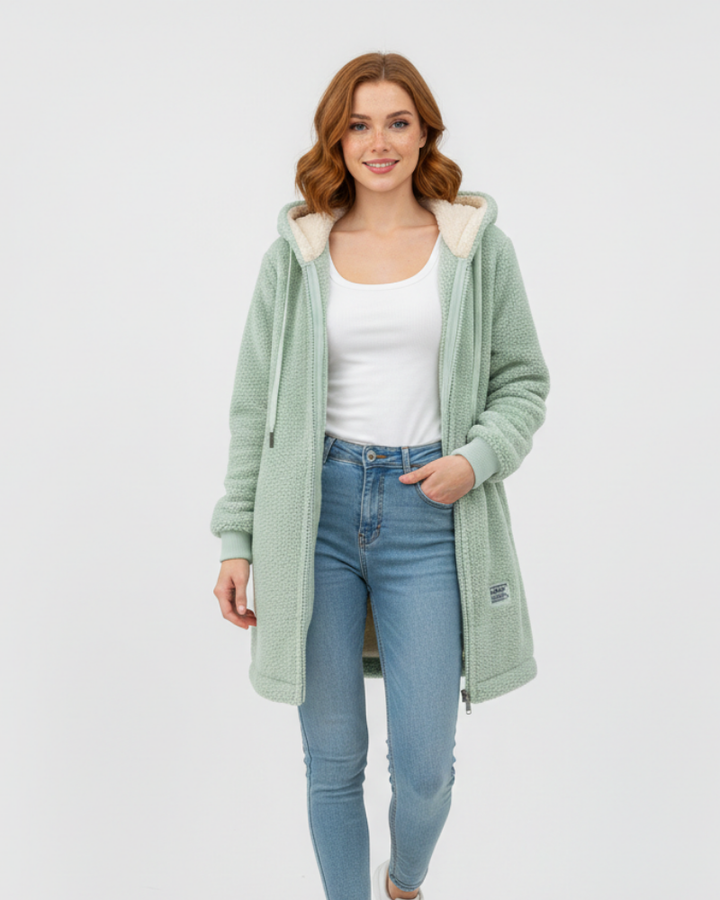 Faye Veste Polaire Femme Fleece Doux avec Capuche Coupe Ample & Confort Quotidien, vue 4