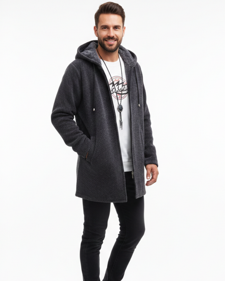 Jeff Manteau d’Hiver Homme Veste Chaude Élégante avec Capuche Réglable & Fermeture Zippée, vue 2
