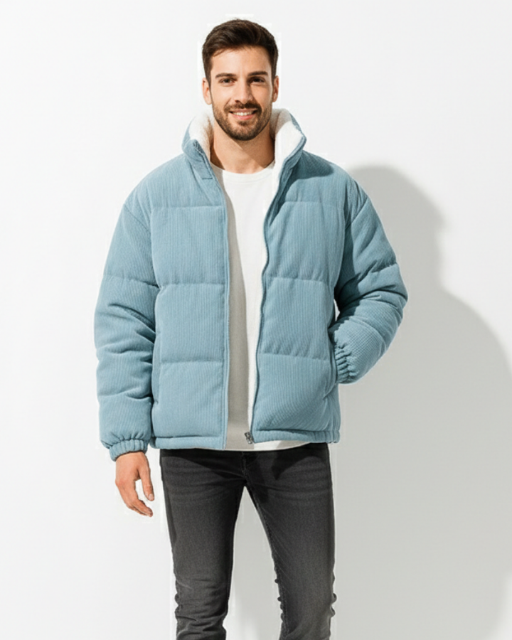 Daniel Veste Corduroy Homme Jacket Doublé Fleece Chaud avec Zip & Col Montant