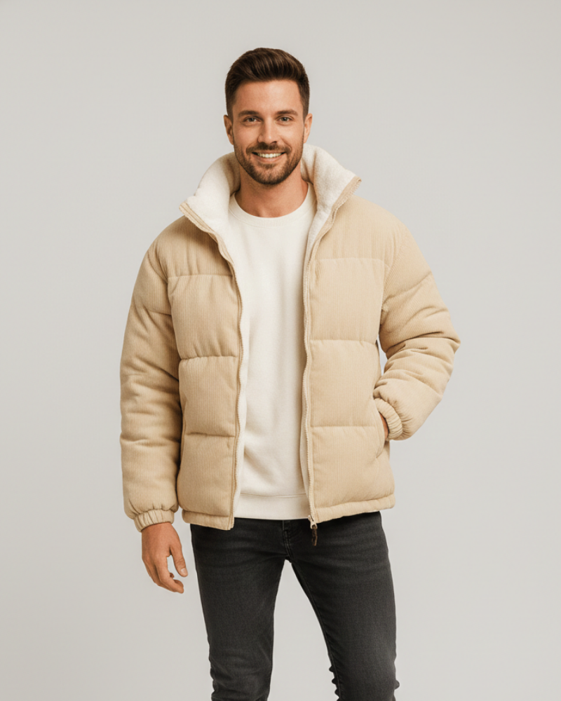 Daniel Veste Corduroy Homme Jacket Doublé Fleece Chaud avec Zip & Col Montant, vue 2