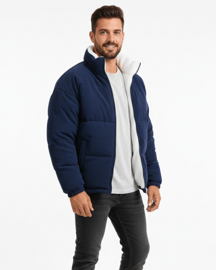 Daniel Veste Corduroy Homme Jacket Doublé Fleece Chaud avec Zip & Col Montant, vue 3