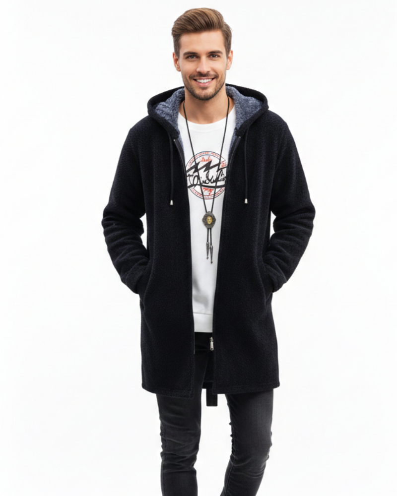 Jeff Manteau d’Hiver Homme Veste Chaude Élégante avec Capuche Réglable & Fermeture Zippée, vue 4