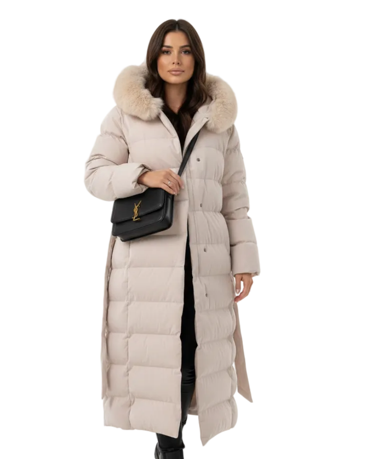 Eleva Manteau Long Femme Veste Hiver Chaude Déperlante avec Capuche & Coupe Élégante, vue 3