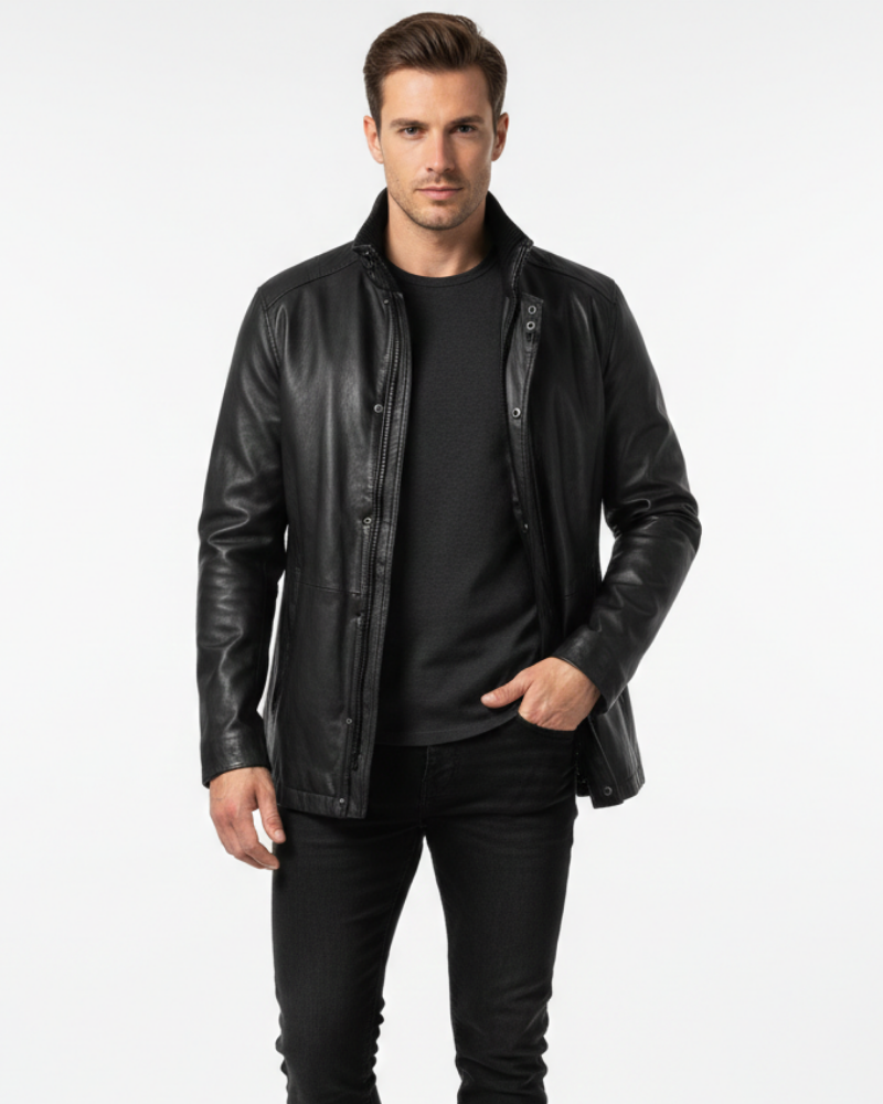 Zayko Manteau Long en Cuir Homme Coupe Confortable et Style Élégant pour l’Hiver