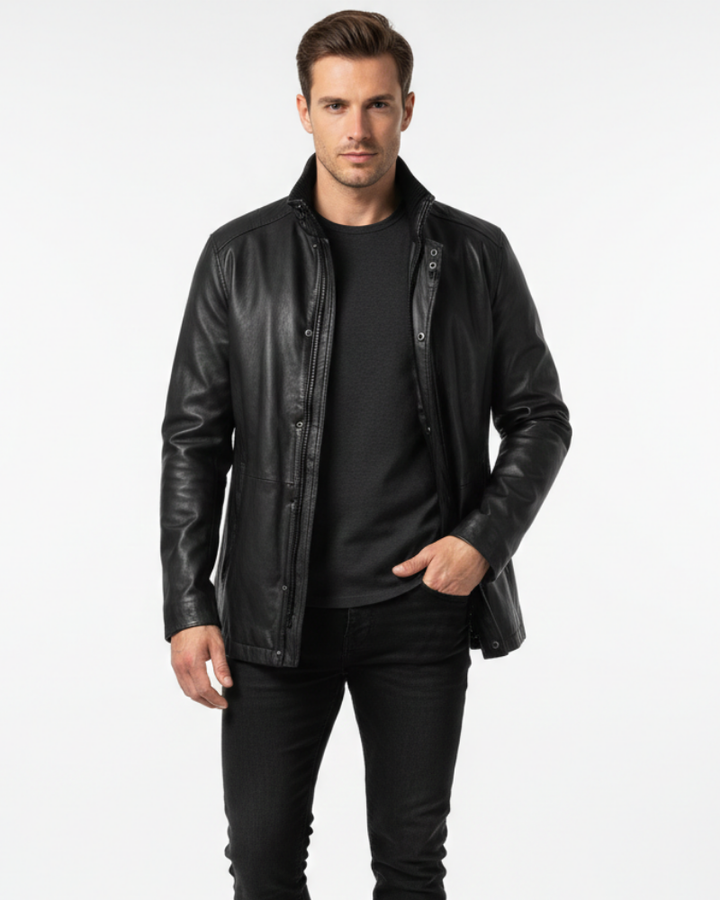 Zayko Manteau Long en Cuir Homme Coupe Confortable et Style Élégant pour l’Hiver