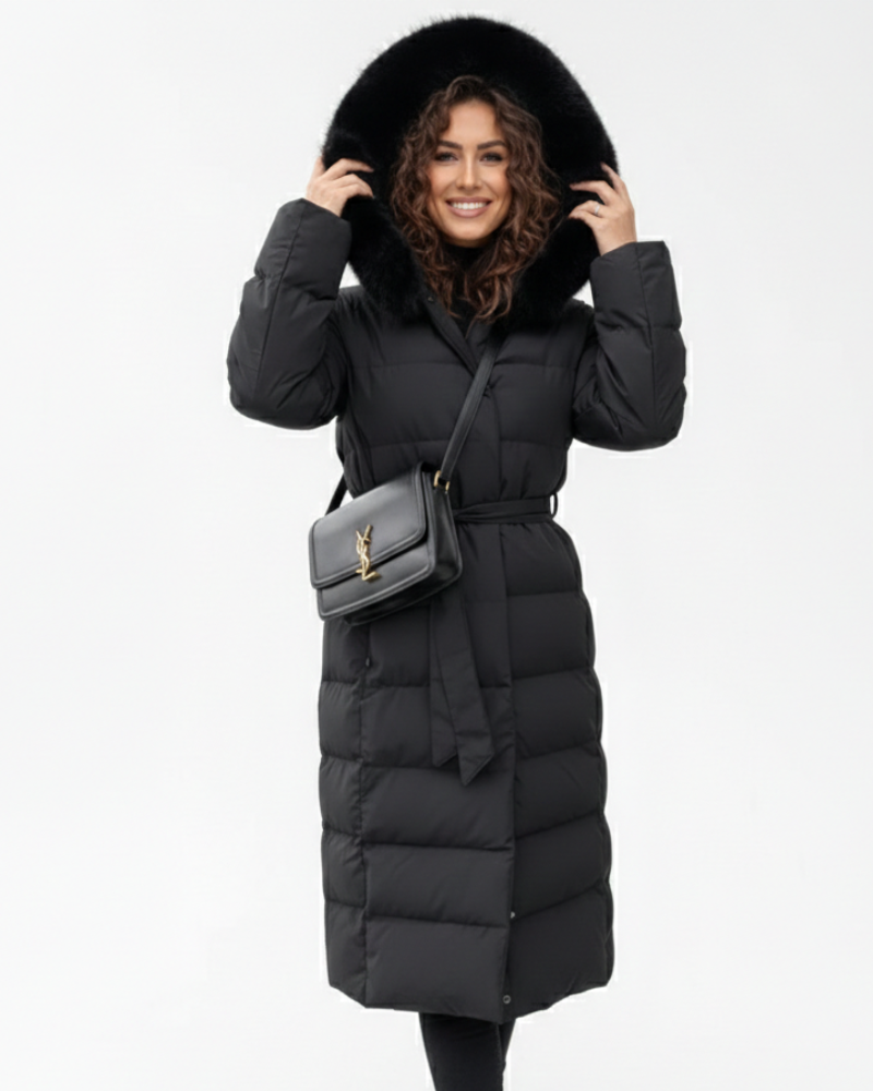 Eleva Manteau Long Femme Veste Hiver Chaude Déperlante avec Capuche & Coupe Élégante, vue 2