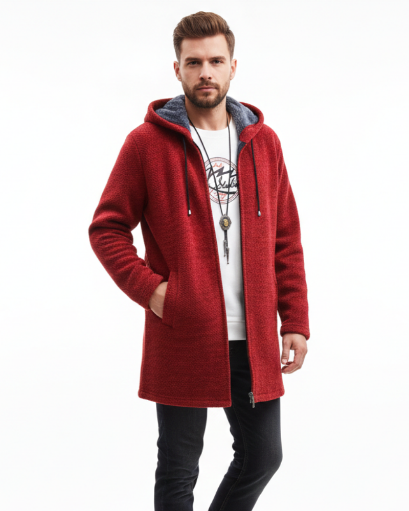 Jeff Manteau d’Hiver Homme Veste Chaude Élégante avec Capuche Réglable & Fermeture Zippée