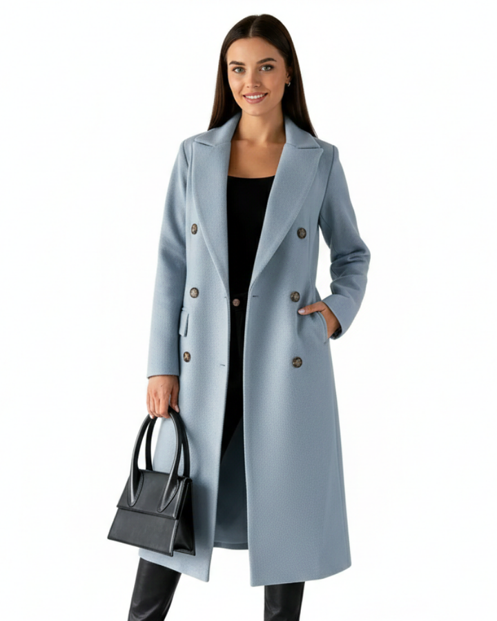 Zivory Manteau Long Femme Élégant Coupe Raffinée avec Fermeture à Boutons, vue 4