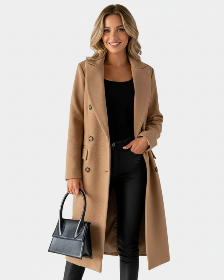 Zivory Manteau Long Femme Élégant Coupe Raffinée avec Fermeture à Boutons, vue 3