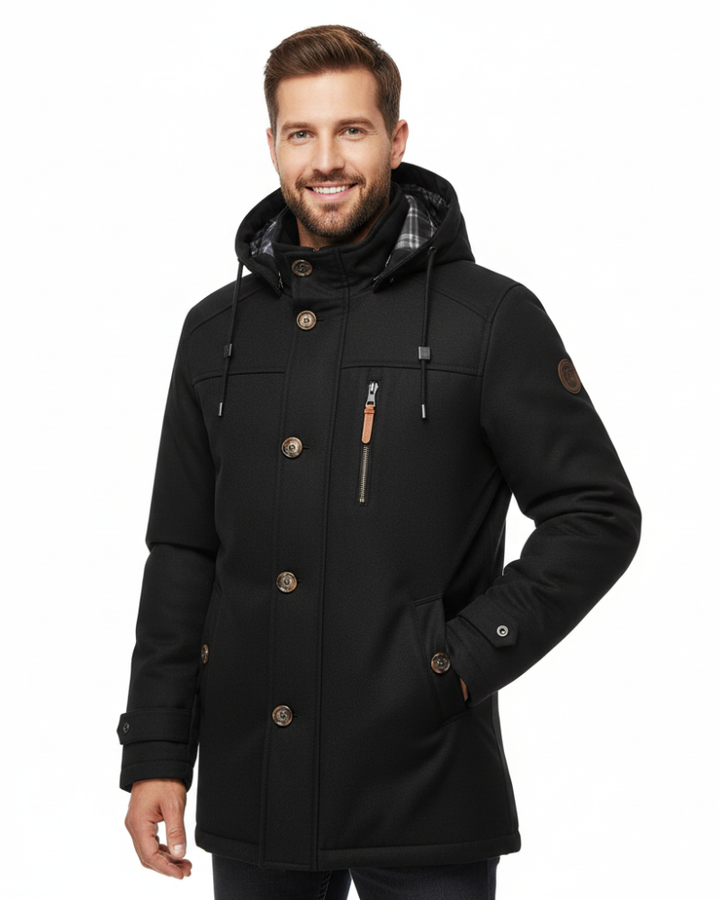 Ricardo Veste Hiver Homme Manteau Slim Fit avec Capuche, Poches Pratiques & Finition Moderne