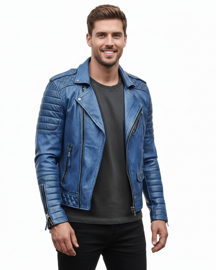 Amos Veste Moto Homme à Fermeture Zippée Style Moderne & Coupe Confortable, vue 4