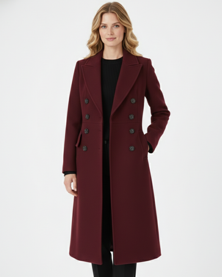 Vian Manteau Long Femme Manteau en Laine à Revers Élégant & Double Boutonnage, vue 3