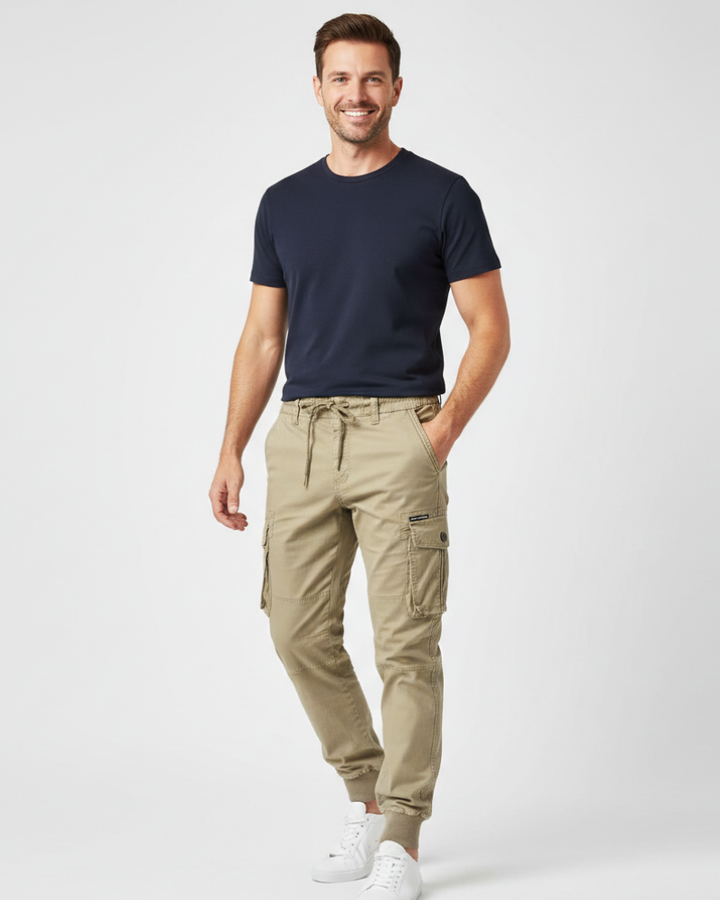 Theodore Pantalon Cargo Homme à Taille Élastique Pantalon Casual Confortable