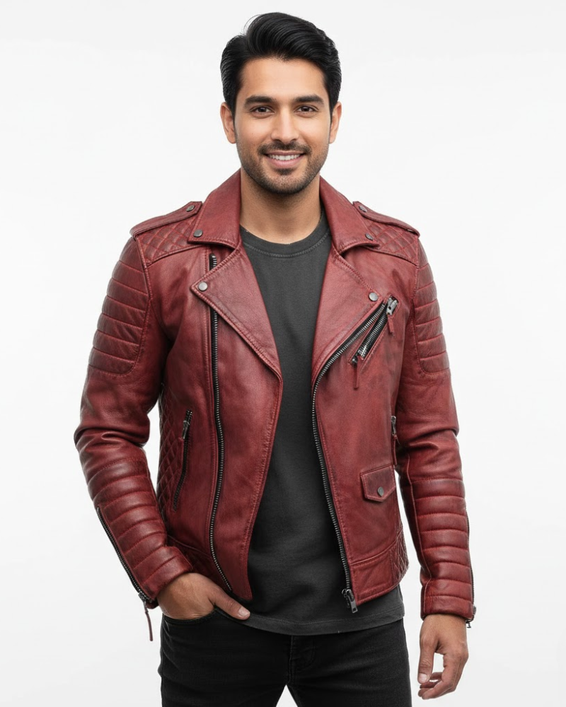 Amos Veste Moto Homme à Fermeture Zippée Style Moderne & Coupe Confortable, vue 2