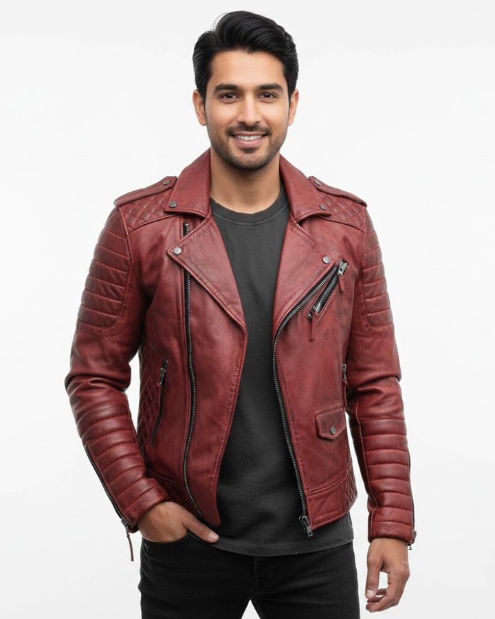 Amos Veste Moto Homme à Fermeture Zippée Style Moderne & Coupe Confortable, vue 2