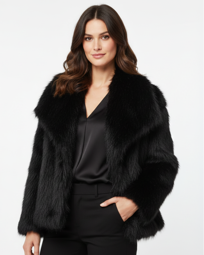 Julien Manteau Faux-Fur Femme Veste Hiver Douce & Chaude avec Coupe Décontractée Élégante, vue 3