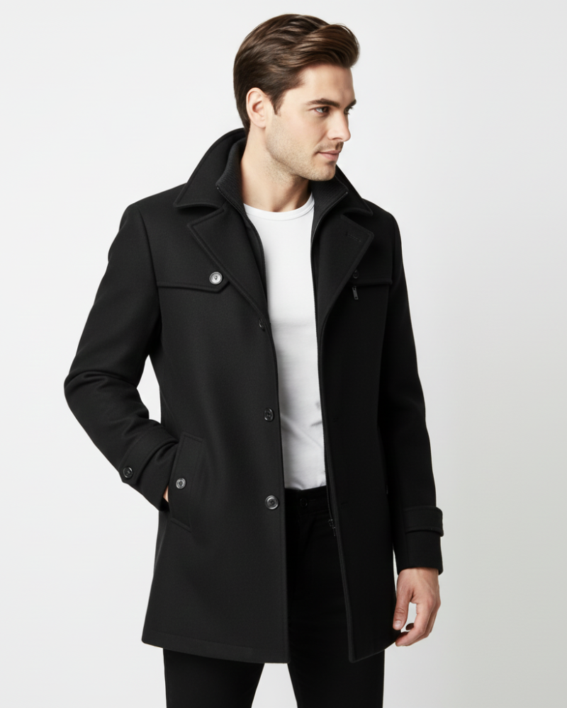 Edwin Manteau Homme Pardessus Slim Fit Double Boutonnage avec Col Classique