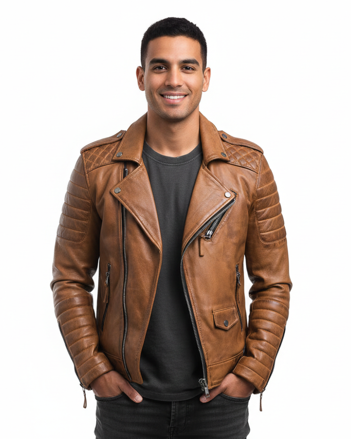 Amos Veste Moto Homme à Fermeture Zippée Style Moderne & Coupe Confortable