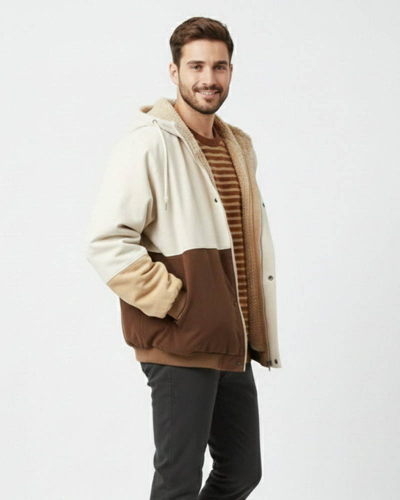 Veste Color Block Lorki pour Homme Veste Patchwork Moderne pour l’Automne et l’Hiver
