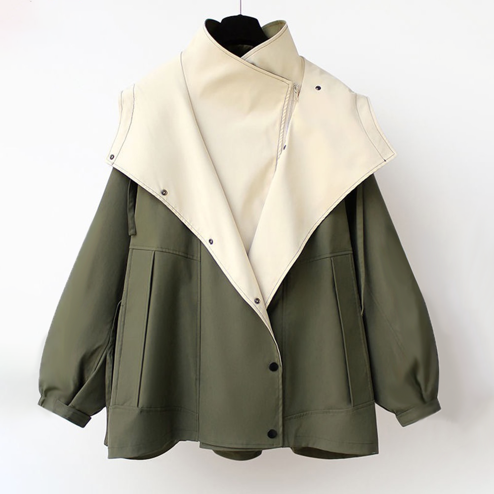 Mikyla Manteau Trench Femme Chic Bicolore Moderne & Chaud pour Automne Hiver Élégant, vue 4