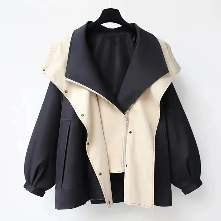 Mikyla Manteau Trench Femme Chic Bicolore Moderne & Chaud pour Automne Hiver Élégant, vue 6