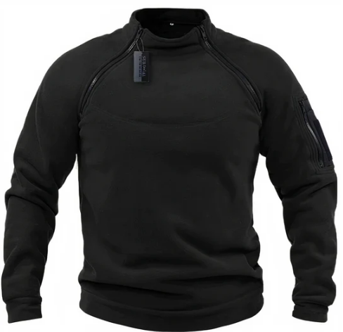 Mandric Pull Homme Sweat Polaire Tactique avec Poches Cachées & Fermetures Épaules Pratiques, vue 2