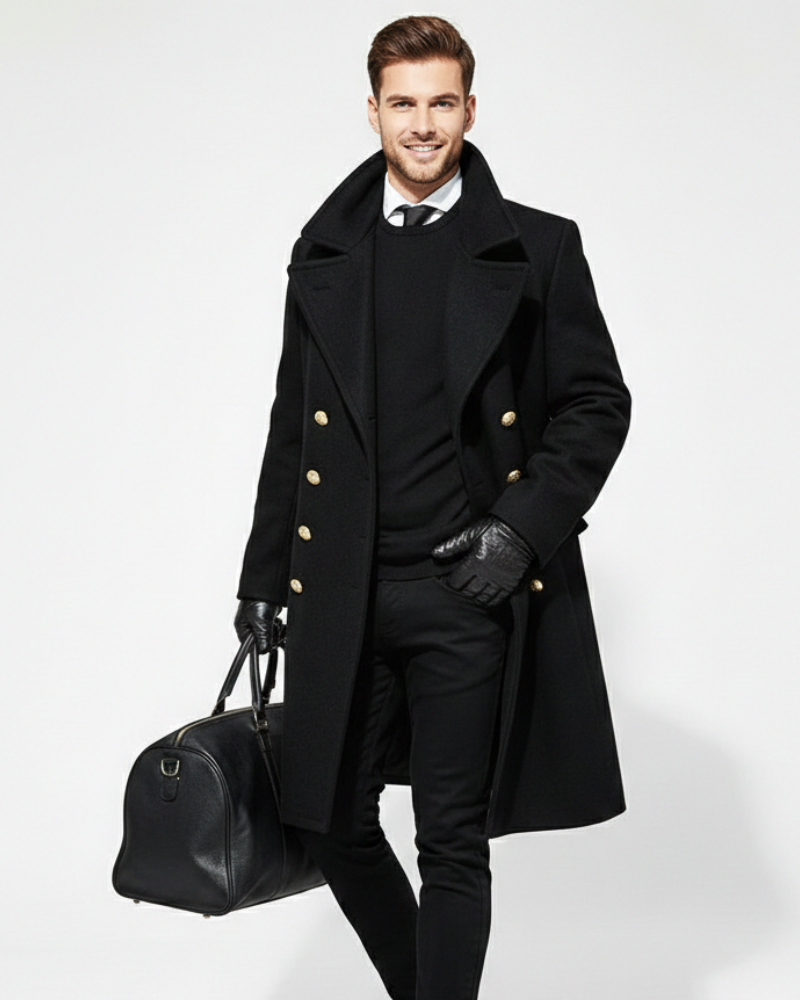 Kinsley Manteau Long Homme Col à Revers Classique, Double Boutonnage & Style Élégant, vue 3