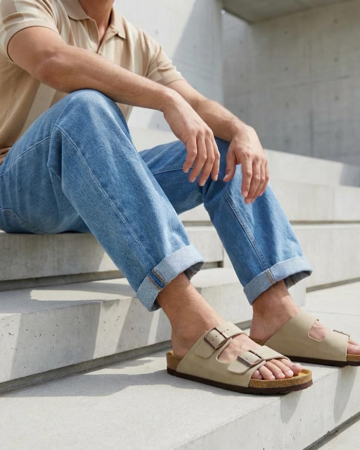 Knoah Sandales Homme Slides Confort avec Semelle Liège & Double Boucle Réglable, vue 6