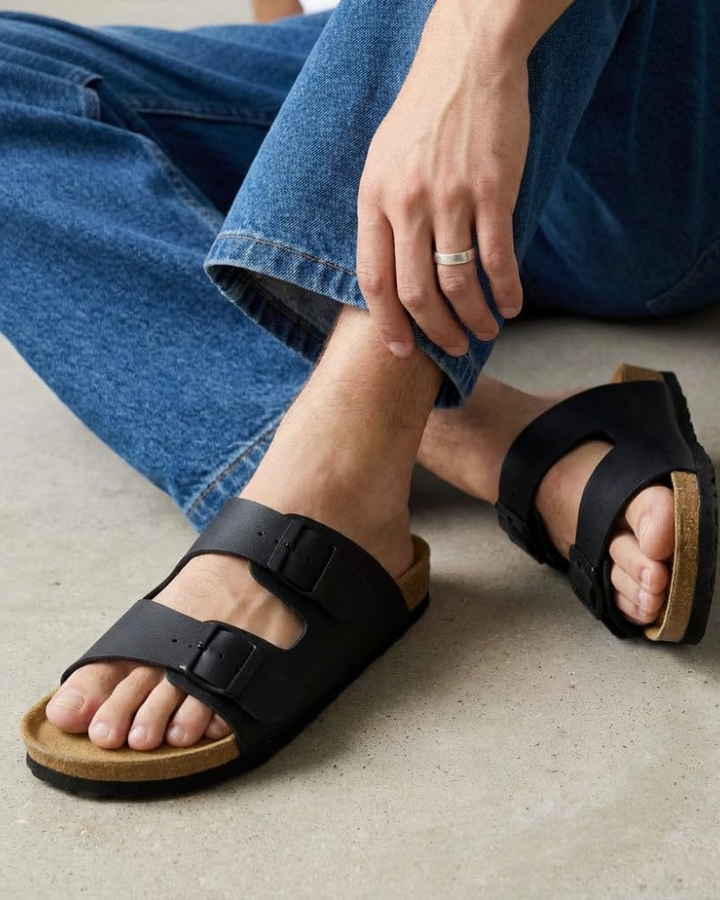 Knoah Sandales Homme Slides Confort avec Semelle Liège & Double Boucle Réglable, vue 14