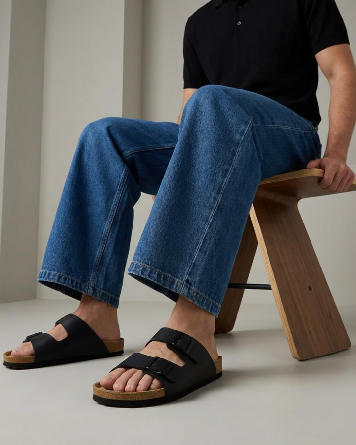 Knoah Sandales Homme Slides Confort avec Semelle Liège & Double Boucle Réglable, vue 15
