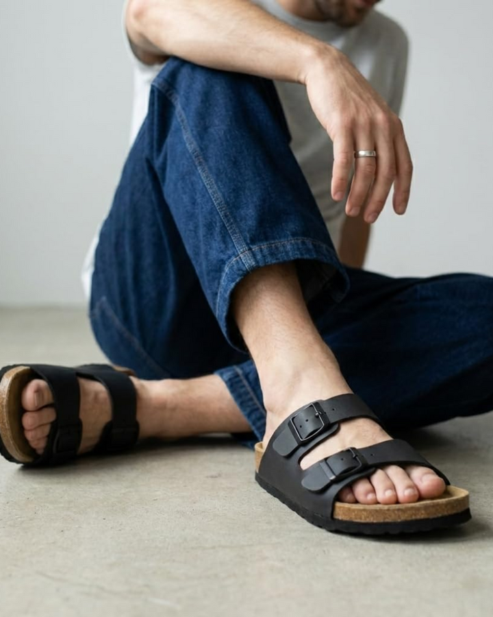 Knoah Sandales Homme Slides Confort avec Semelle Liège & Double Boucle Réglable, vue 16