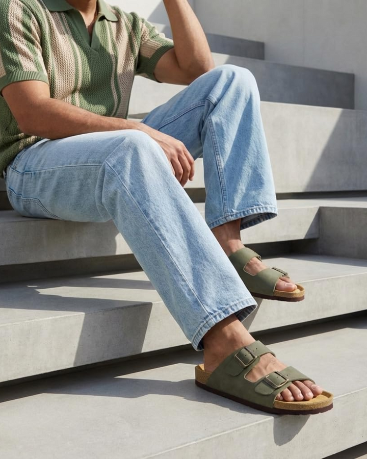 Knoah Sandales Homme Slides Confort avec Semelle Liège & Double Boucle Réglable, vue 17