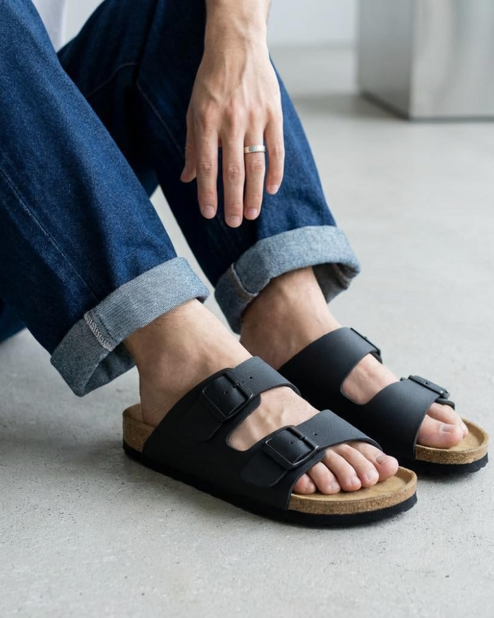 Knoah Sandales Homme Slides Confort avec Semelle Liège & Double Boucle Réglable, vue 20
