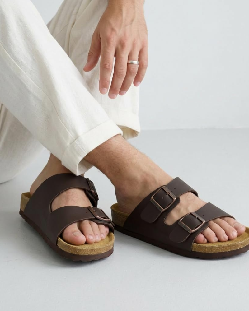 Knoah Sandales Homme Slides Confort avec Semelle Liège & Double Boucle Réglable, vue 21