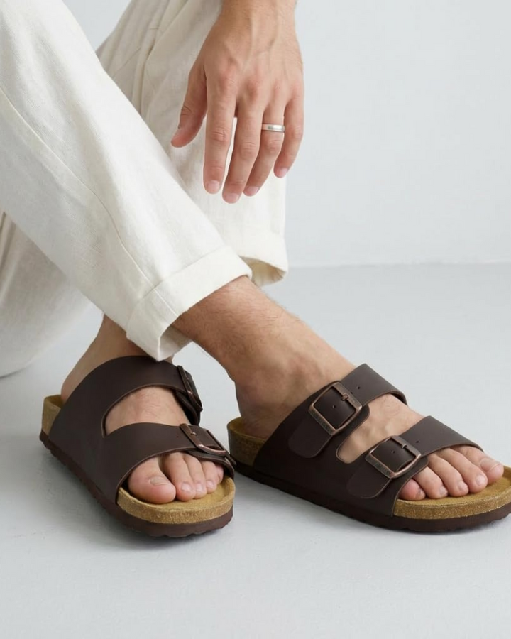 Knoah Sandales Homme Slides Confort avec Semelle Liège & Double Boucle Réglable, vue 21