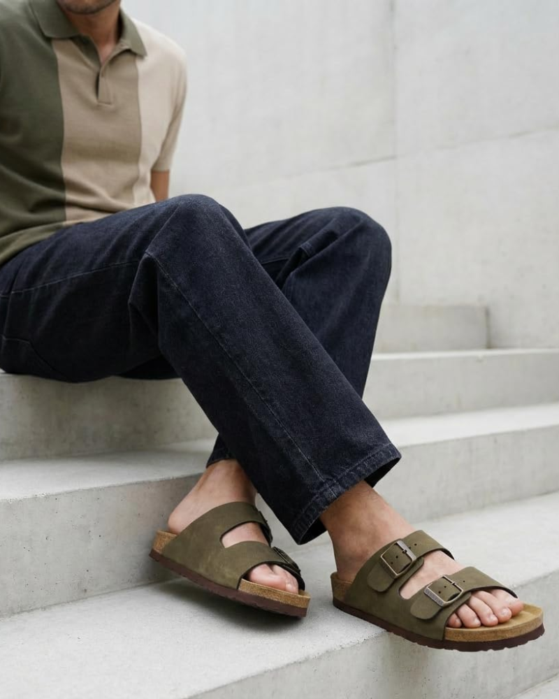 Knoah Sandales Homme Slides Confort avec Semelle Liège & Double Boucle Réglable, vue 23