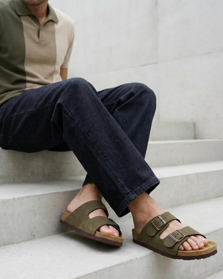 Knoah Sandales Homme Slides Confort avec Semelle Liège & Double Boucle Réglable, vue 23