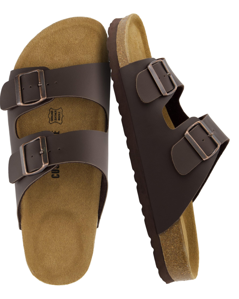 Knoah Sandales Homme Slides Confort avec Semelle Liège & Double Boucle Réglable, vue 2