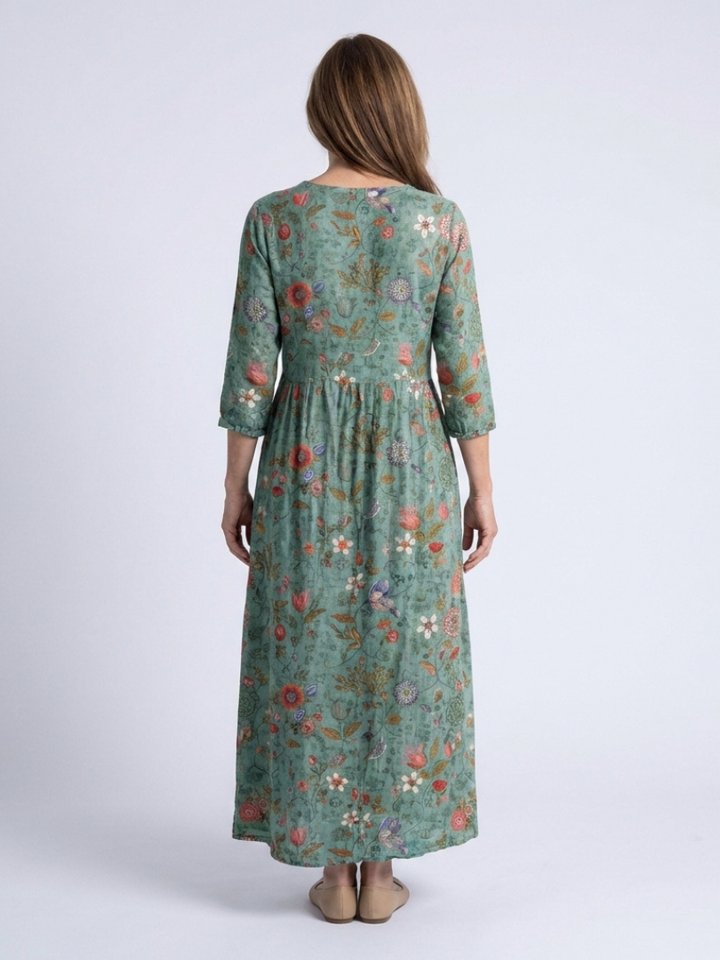Robe Maxi à Manches Trois Quarts Marina
