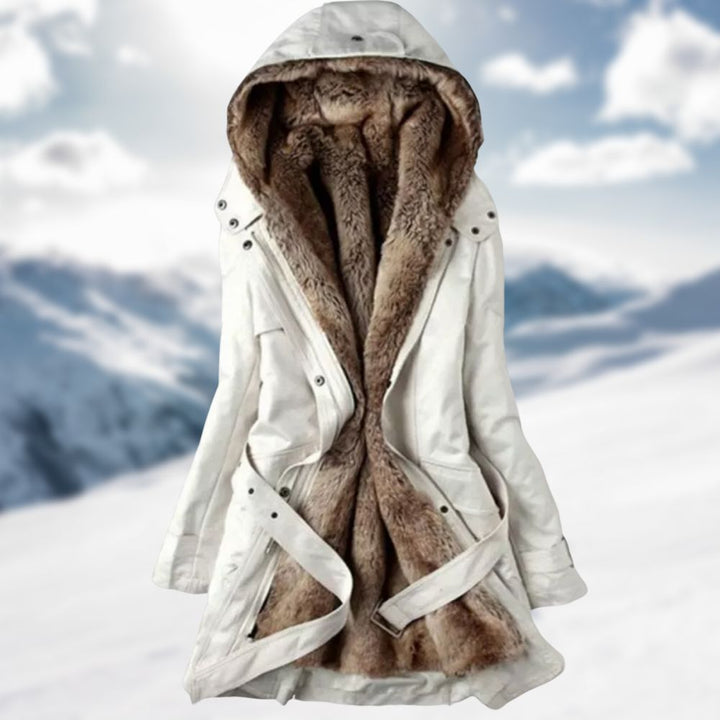 Sadie Parka Longue pour Femme Capuche doublée de fausse fourrure et taille ajustable