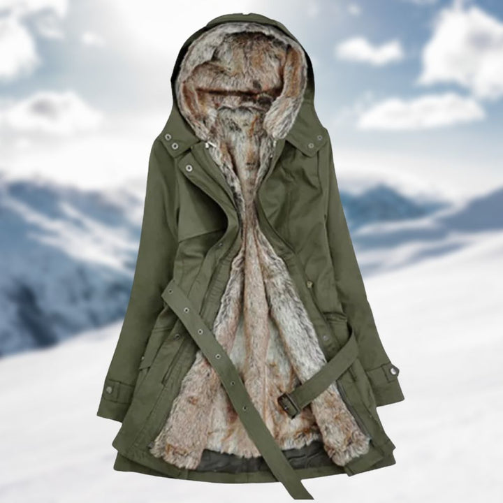 Sadie Parka Longue pour Femme Capuche doublée de fausse fourrure et taille ajustable, vue 3