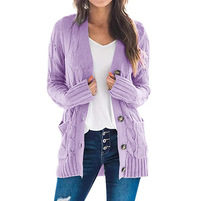 Lissy Gilet Femme Cardigan Chaud à Maille Câble avec Boutons & Coupe Moderne Confort, vue 16