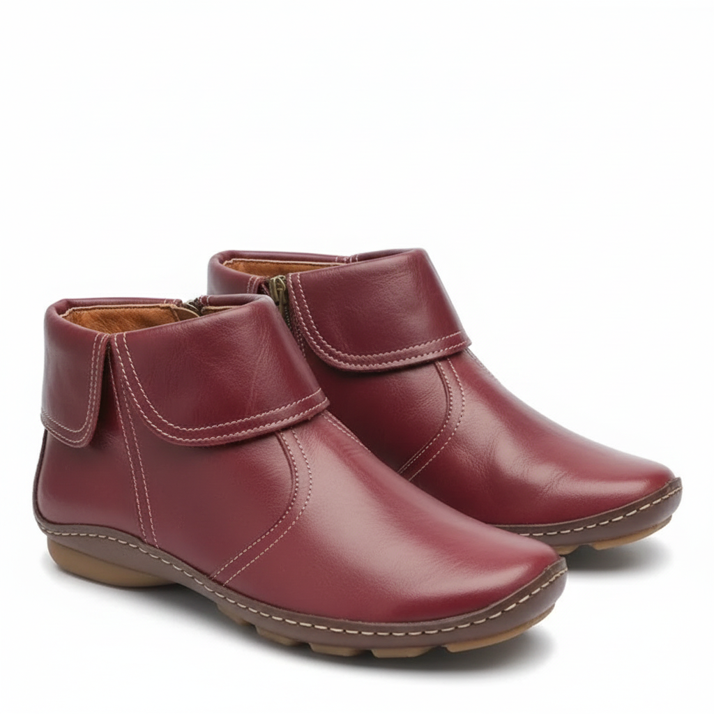 Leila Bottes Femme Bottines Imperméables en Cuir Souple avec Semelle Antidérapante